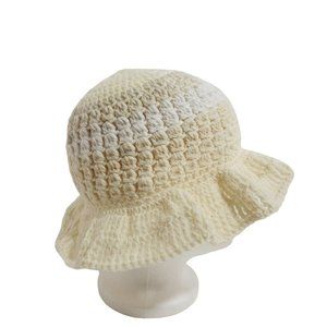 Bucket Hat handknit shades of white ivory sun hat